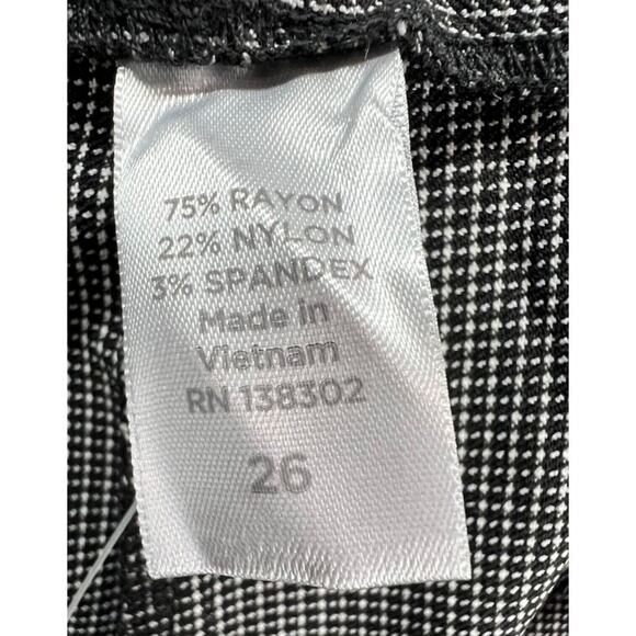 Avenue Pants Womens 26 Black White Mini Houndstooth Pull On Ankle Stretch Career - Picture 11 of 15
